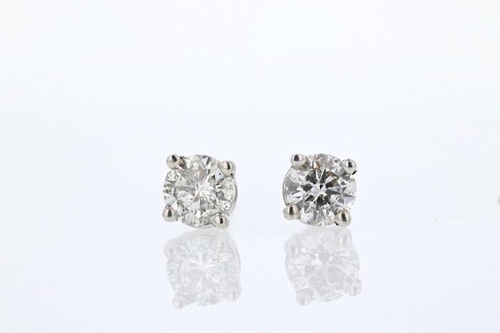 EARRINGS - 14K White Gold 1.12cttw Round Diamond Stud Earrings