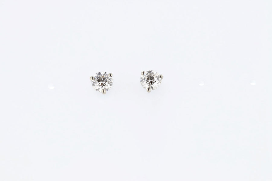 EARRINGS - 14K White Gold 1.20cttw Round Diamond Martini Stud Earrings