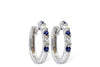 EARRINGS - 14K White Gold 1/2cttw Diamond And Blue Sapphire Huggie Earrings
