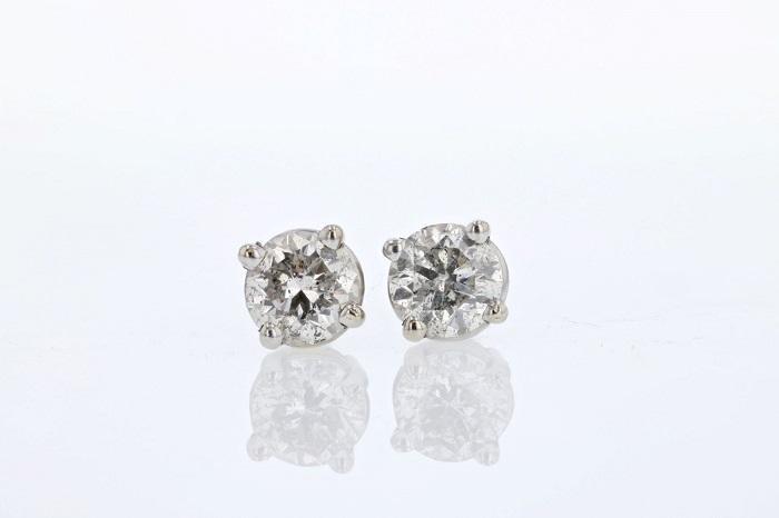 EARRINGS - 14K White Gold 1.43cttw Round Diamond Stud Earrings