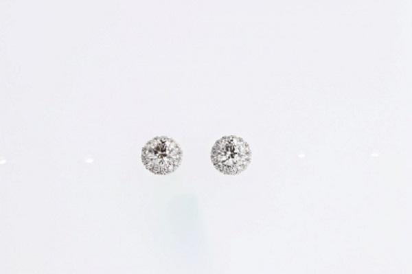EARRINGS - 14K White Gold 1cttw Alpha Lab Grown Round Diamond Halo Stud Earrings