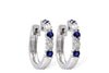 EARRINGS - 14K White Gold 1cttw Diamond And Blue Sapphire Huggie Earrings