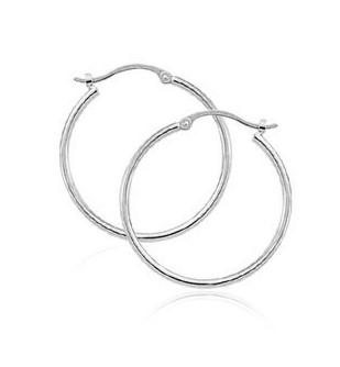 EARRINGS - 14K White Gold 20mm Small Hoop Earrings