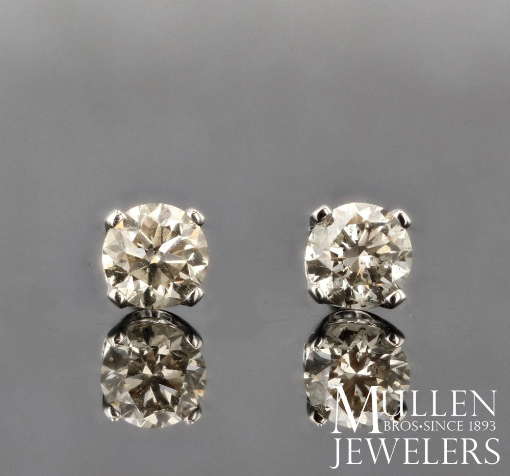 EARRINGS - 14K White Gold .50cttw Promotional Quality Round Diamond Stud Earrings