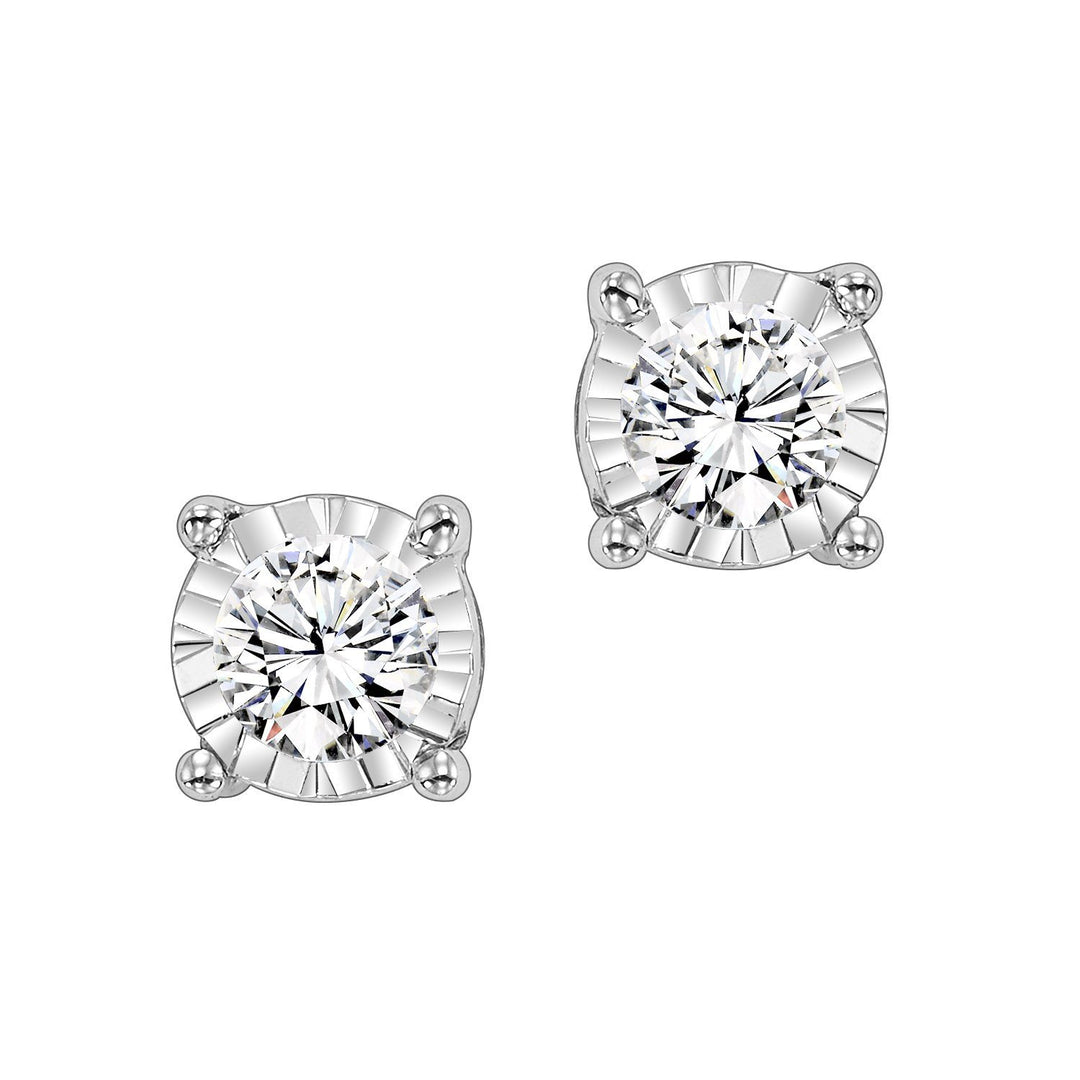 EARRINGS - 14K White Gold .75cttw True Reflections Round Illusion Diamond Stud Earrings