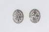 EARRINGS - 14K White Gold .90cttw Oval Cluster Halo Diamond Stud Earrings