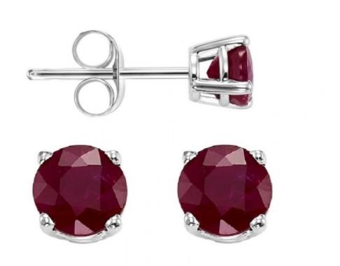 EARRINGS - 14K White Gold Garnet 5mm January Birthstone Stud Earrings