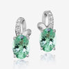 EARRINGS - 14K White Gold Mint Garnet And Diamond Stud Earrings