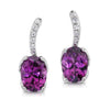 EARRINGS - 14K White Gold Purple Garnet And Diamond Drop Earrings