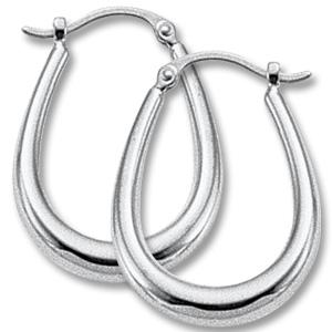 EARRINGS - 14K White Gold U Shape Hoop Earrings