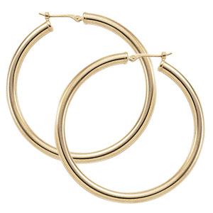 EARRINGS - 14K Yellow Gold 40mm Medium Hoop Earrings