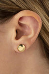 EARRINGS - 14K Yellow Gold Faceted Dome Stud Earring