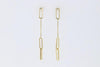 EARRINGS - 14K Yellow Gold Long Thin Dangle Paper Clip Earrings