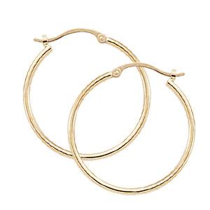 EARRINGS - 14K Yellow Gold Medium Polished 1.5x25mm Hoop Earrings