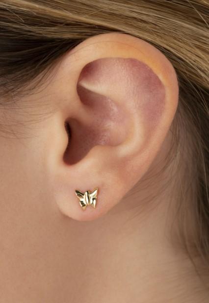 EARRINGS - 14K Yellow Gold Small Butterfly Stud Earrings