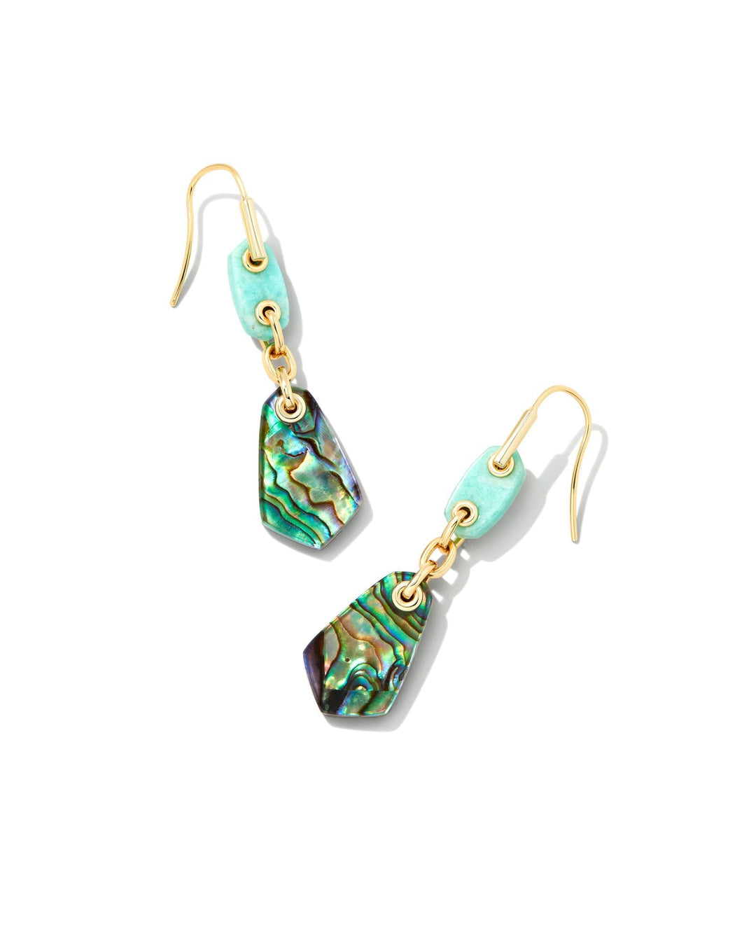 EARRINGS - Ashlyn Gold Multi Stone Drop Earrings In Teal Mix