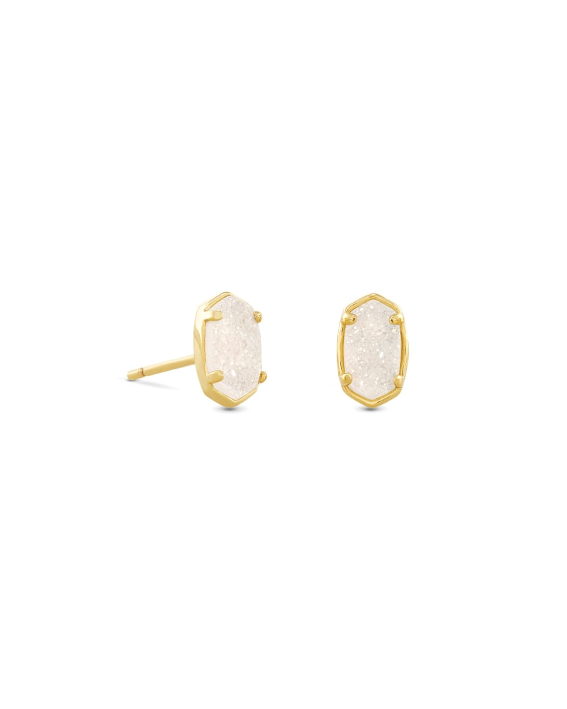 EARRINGS - Kendra Scott Emilie Gold Stud Earrings In Iridescent Drusy