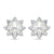 Button Pearl And CZ Flower Stud Sterling Silver Earrings