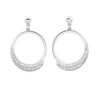 EARRINGS - Sterling Silver CZ Open Circle Drop Earrings