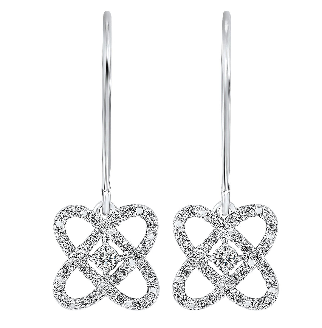 EARRINGS - Sterling Silver Love's Crossing 1/4cttw Diamond Drop Earrings