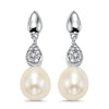 EARRINGS - Sterling Silver Pearl And CZ Drop Earrings