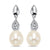 Sterling Silver Pearl and CZ Drop Earrings
