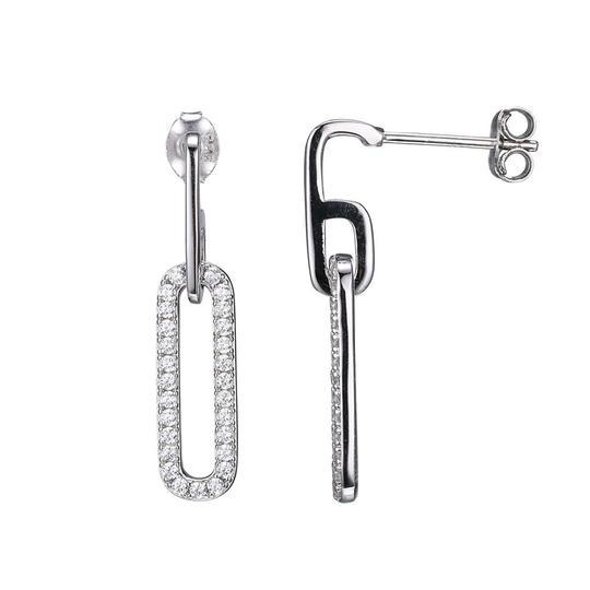 EARRINGS - Sterling Silver Post Back Earrings With CZ Links