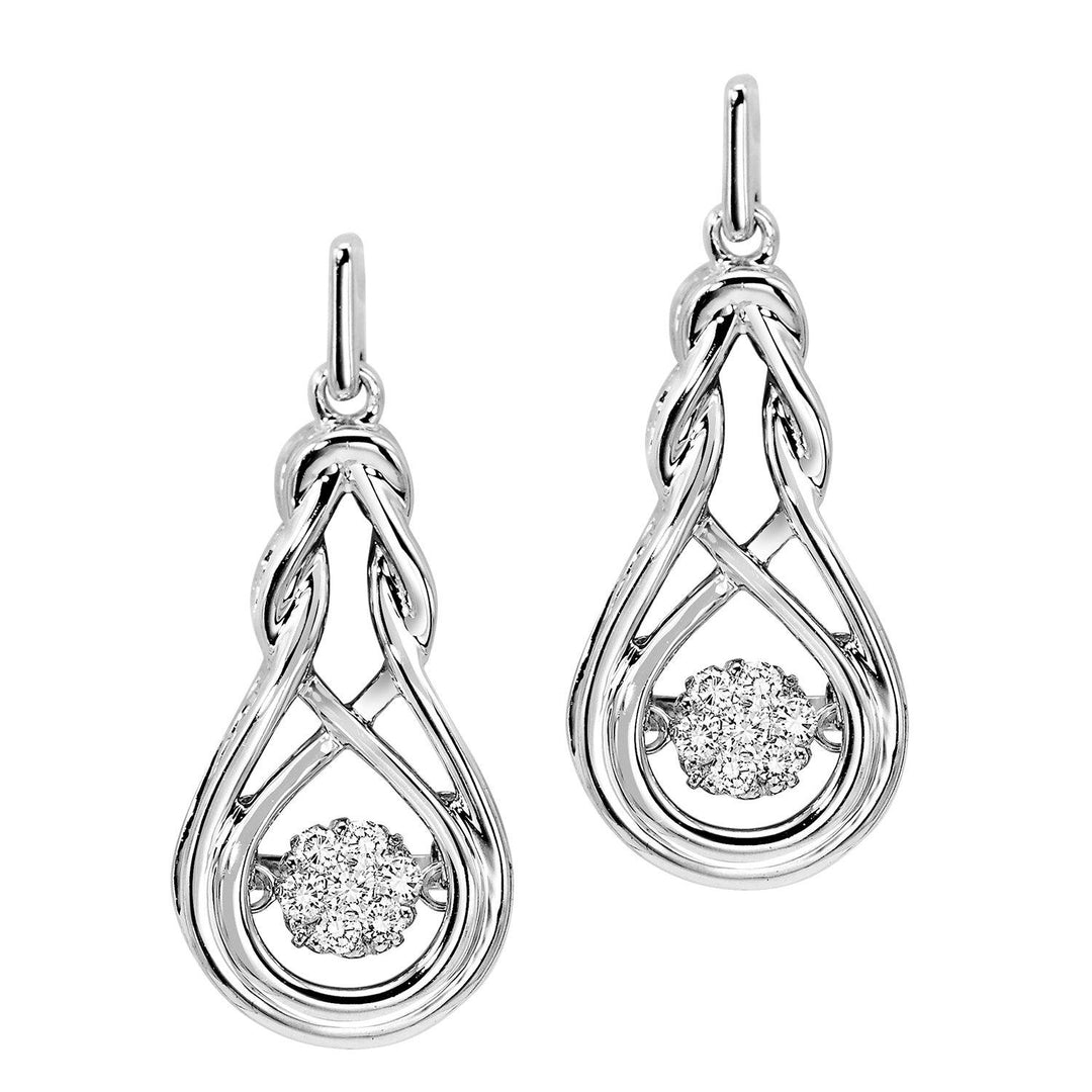 EARRINGS - Sterling Silver Rhythm Of Love .02cttw Diamond Drop Earrings