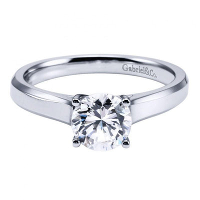 ENGAGEMENT - 14k White Gold Solitaire Round Diamond Cathedral Engagement Ring