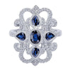 JEWELRY - 14K Sapphire And Diamond Vintage Filigree Style Ring