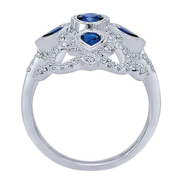 JEWELRY - 14K Sapphire And Diamond Vintage Filigree Style Ring