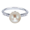 JEWELRY - 14k White Gold Classic Pearl And Diamond Ring