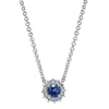 JEWELRY - 14k White Gold Sapphire And Diamond Halo Style Necklace