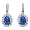 JEWELRY - 14k White Gold Sapphire And Diamond Oval Halo Earrings