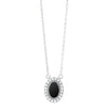 Necklace - Sterling Silver Black Onyx 1/10cttw Diamond Oval Halo Pendant