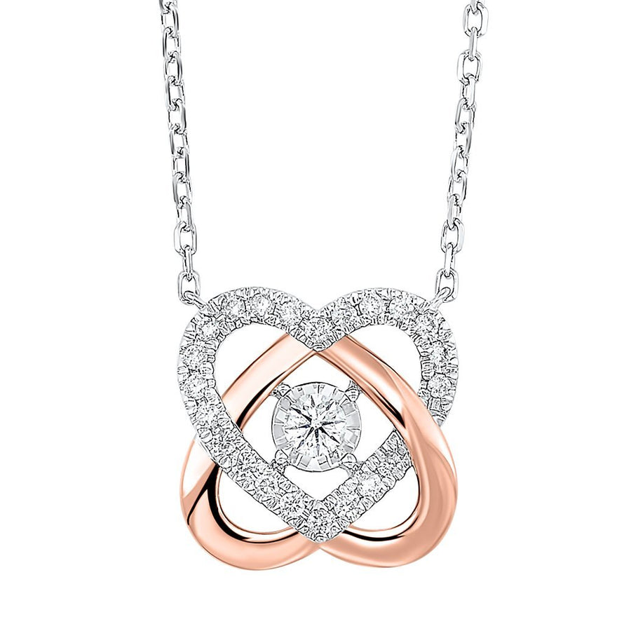 NECKLACES - 10K Love's Crossing Rose And White Gold 1/12cttw Diamond Necklace