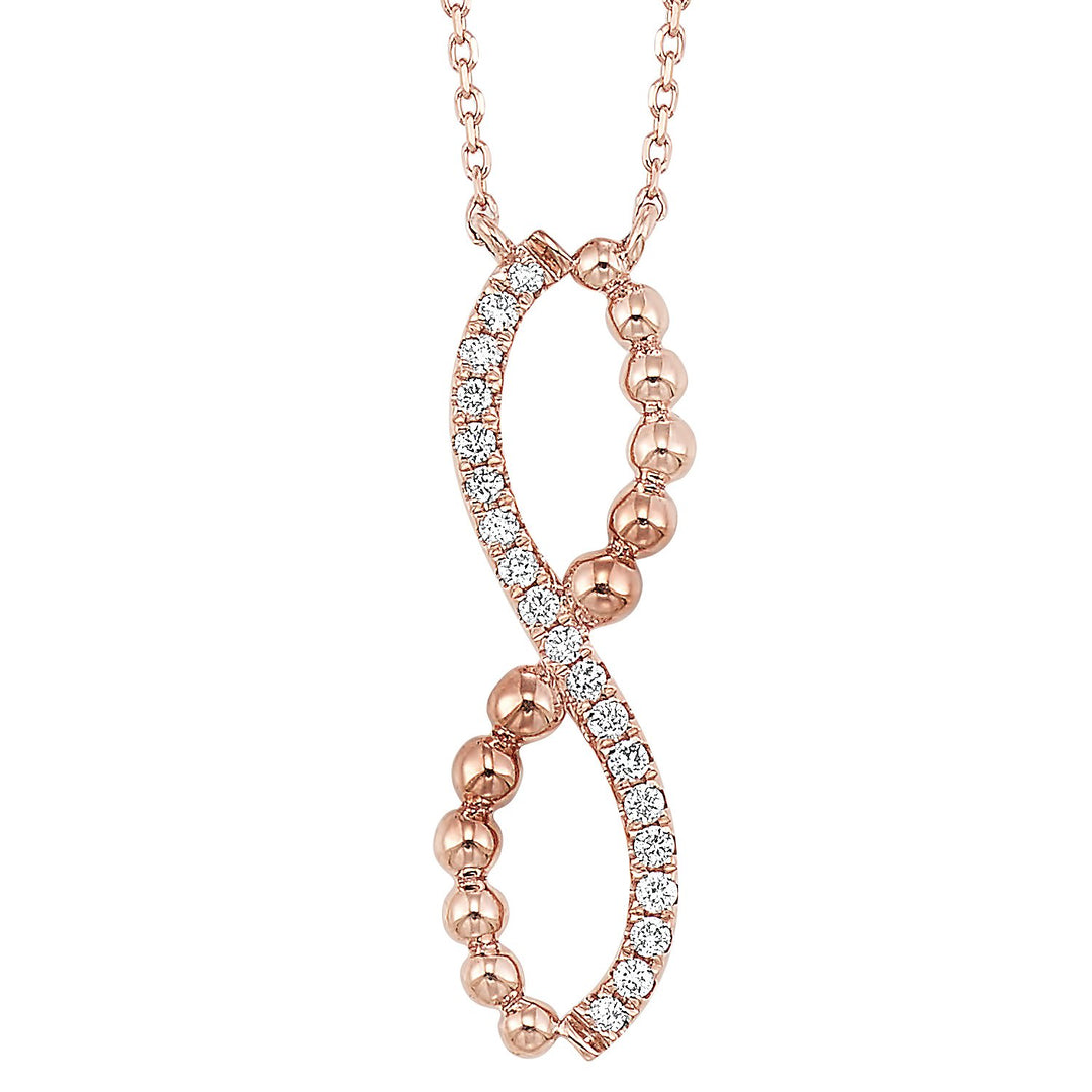 Infinity Beaded Diamond Necklace 14K Rose Gold