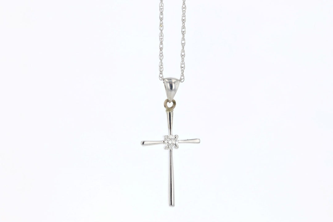 NECKLACES - 14K White Gold .08cttw Diamond Cross Necklace