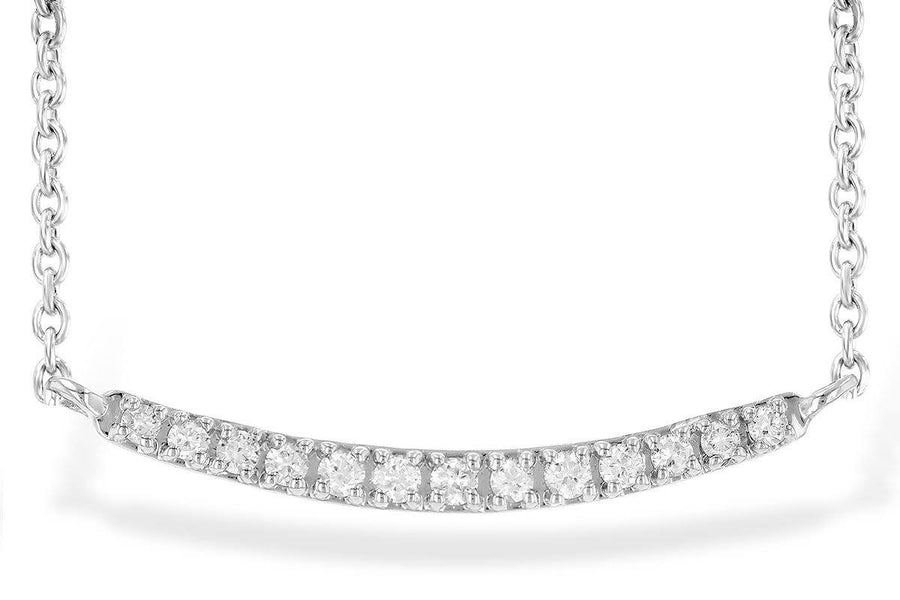 NECKLACES - 14K White Gold 1/10cttw Curved Diamond Bar Necklace