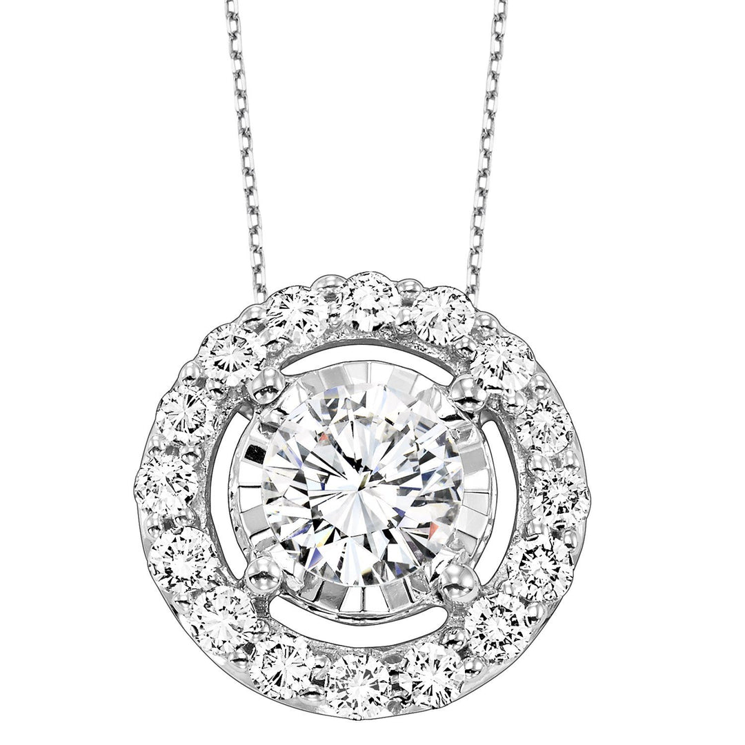 NECKLACES - 14K White Gold .10cttw True Reflections Illusion Round Halo Diamond Pendant