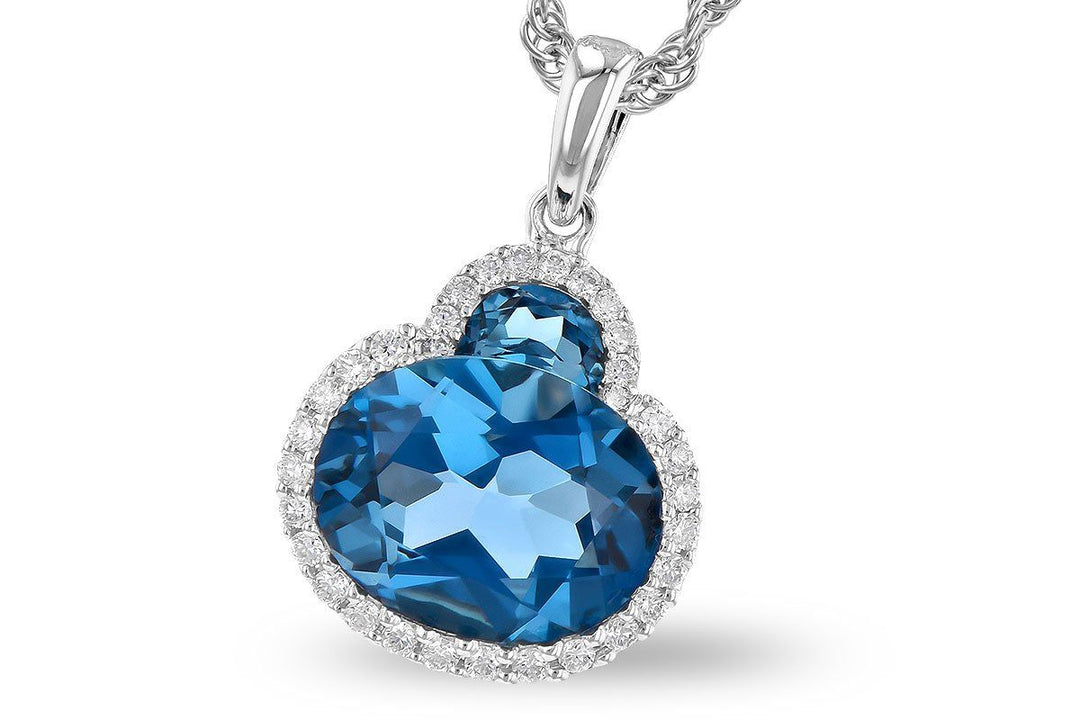 NECKLACES - 14K White Gold 2.86cttw London Blue Topaz & .14cttw Diamond Pendant