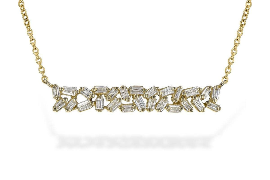 NECKLACES - 14K Yellow Gold 1/4cttw Double Baguette Bar Necklace