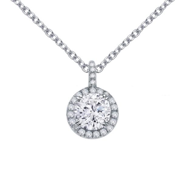 NECKLACES - Lafonn Sterling Silver Halo 1.05cttw Round Simulated Diamond Pendant