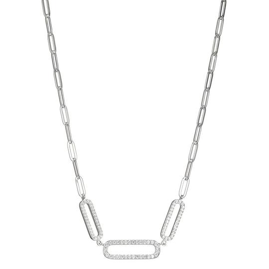 NECKLACES - Sterling Silver 17" Necklace Made With Paperclip Chain & 3 CZ Links In Center