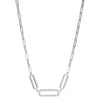NECKLACES - Sterling Silver 17" Necklace Made With Paperclip Chain & 3 CZ Links In Center