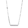 NECKLACES - Sterling Silver 17" Necklace Made With Paperclip Chain & CZ Bar In Center