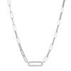 NECKLACES - Sterling Silver 17" Necklace Made With Paperclip Chain & CZ Link In Center