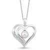 NECKLACES - Sterling Silver And Freshwater Pearl Heart Necklace With CZ Accents