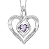 NECKLACES - Sterling Silver Created Alexandrite And Diamond Heart Shaped Necklace