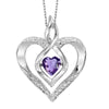 NECKLACES - Sterling Silver Created Amethyst And Diamond Heart Shaped Necklace